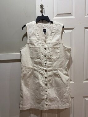 GAP Denim Dress Button Front Sleeveless V-Neck XL Tall NWT